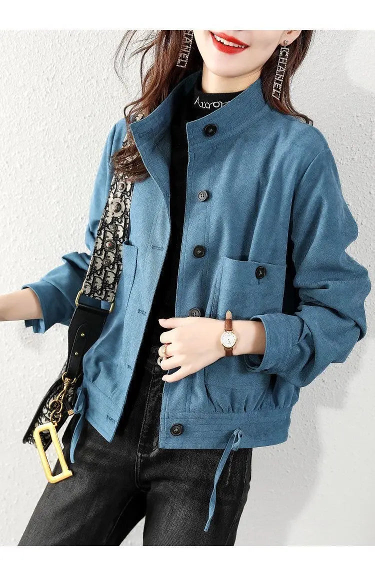 Chaqueta Corta de Motocicta para Mujer, de Alta Gama, Antienvejecimiento, Talla ande, Artística, Versátil, Moderna, para...