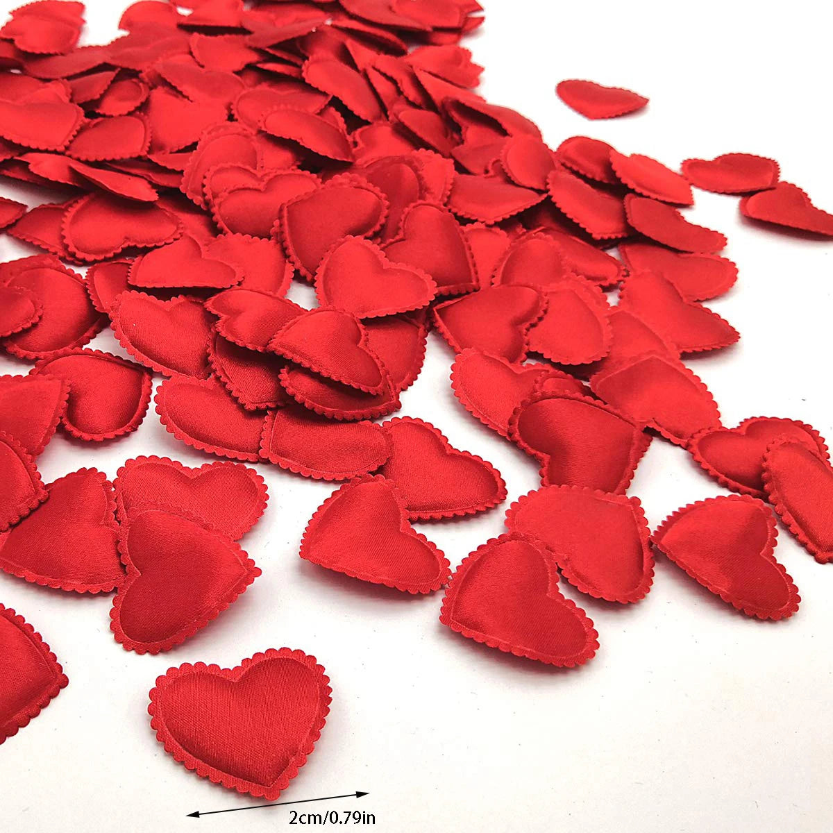 200 Uds. De tela acolchada romántica para el Día de San Valentín, pétalos de lanzamiento, corazones de amor para mesa y alfombra, decoración para fiesta de boda