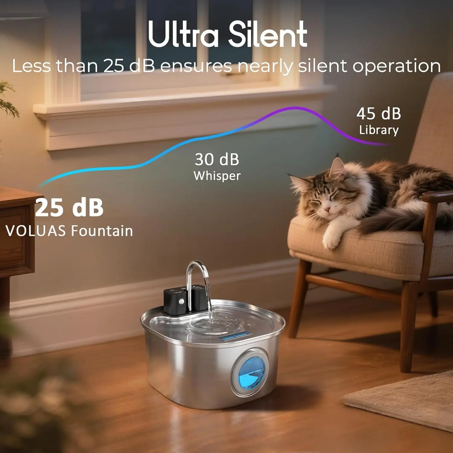 Fuente de Agua Automática para Gatos 3L de Acero Inoxidable – Bebedero Inalámbrico con Sensor Inteligente