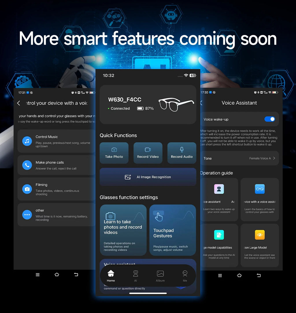 Gafas Inteligentes AI con Cámara 8MP - Grabación Video, Traducción y Bluetooth IP66