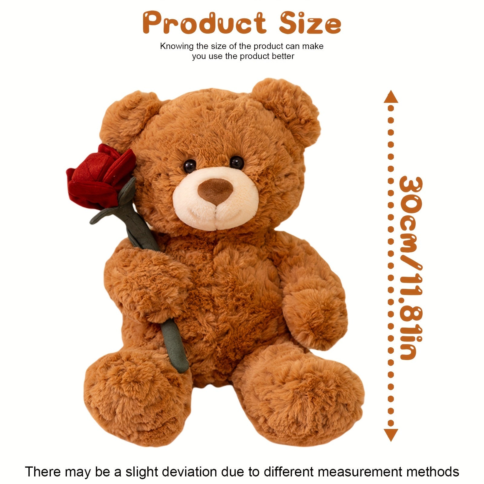 Oso de Peluche con Rosa Suave y Romántica | Regalo Perfecto para San Valentín, Aniversarios y Momentos Especiales