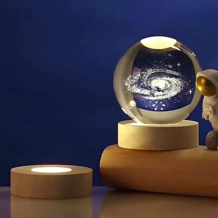 3D Flower of Life Crystal Ball Night Light - Art Deco Glass Sculpture, USB Powered Tabletop Decor for Home, Valentine's Day, Christmas, Halloween, Father's Day, Mother's Day, Graduation - Spiritual Healing Grid Globe Gift for