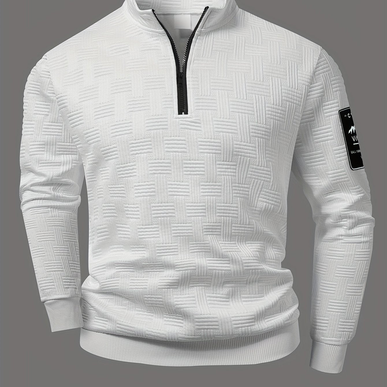 Men'S Casual Half-Zip Pullover Sweatshirt - Long Sleeve, Stand Collar, Solid Color, Zipper Detail, Regular Fit for Spring/Fall, Perfect for Outdoor Activities, Spring Fall Apparel | Modern Casual Style | Construction, Sweater