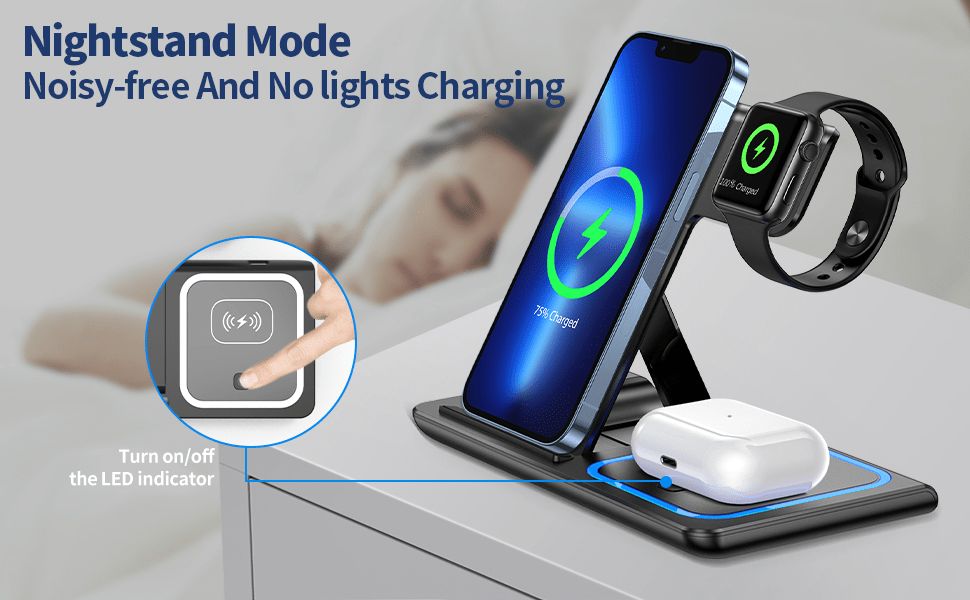 Estación de Carga Inalámbrica 3 en 1 Plegable - Cargador Rápido para iPhone, Apple Watch y AirPods