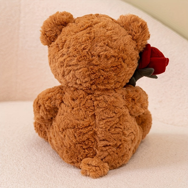 Oso de Peluche con Rosa Suave y Romántica | Regalo Perfecto para San Valentín, Aniversarios y Momentos Especiales