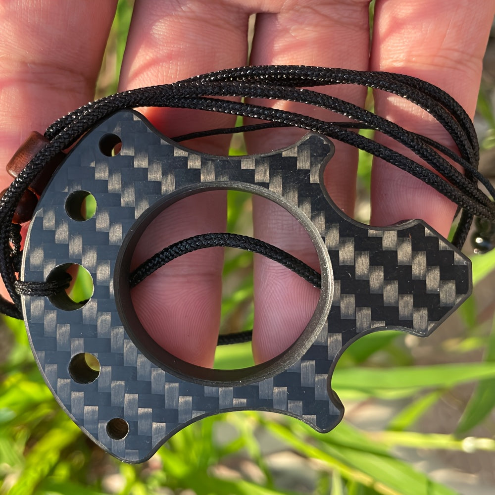 Carbon Fiber Multifunctional Pendant Necklace, Avant-Garde Style, Black Synthetic Fiber Rope, EDC Accessory, Men'S Gift, Pirate-Inspired Jewelry, Ideal for Valentine'S Day & Spring Festival