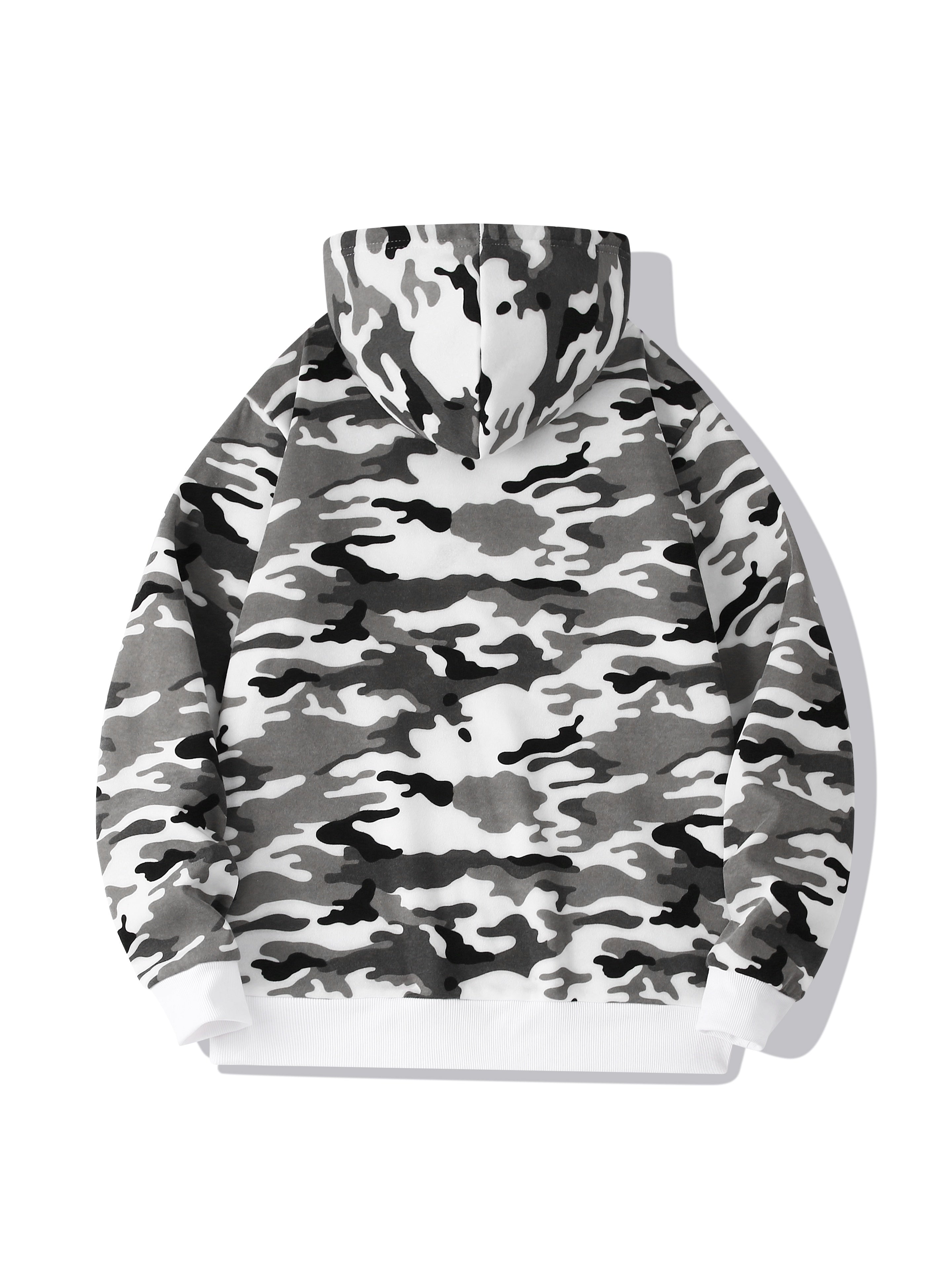 Men's Camouflage Loose Pullover Hooded Fleece Sweatshirt for Autumn And Winter, Hooded, Fleece