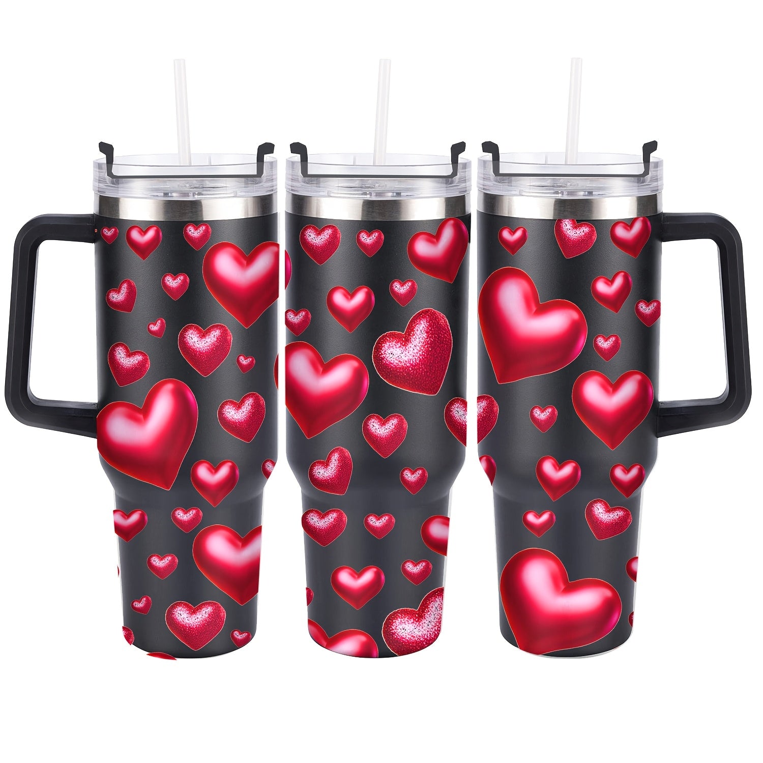 Vaso Térmico Premium 40oz con Tapa | Diseño de Corazones, Acero Inoxidable y Aislamiento al Vacío – Regalo Ideal para San Valentín