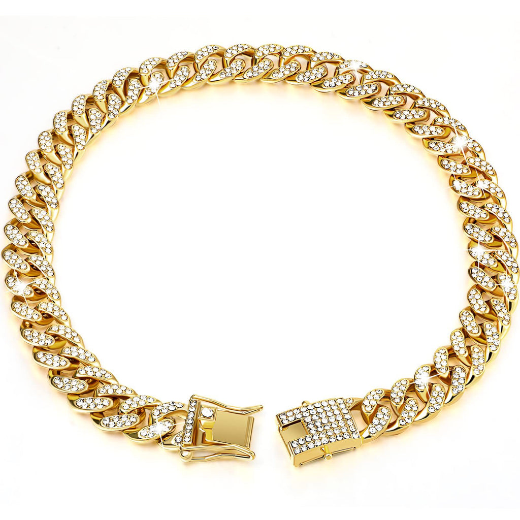 Collar para Perro con Brillo Diamondoid | Cadena Metálica Resistente y Broche Seguro para Paseos con Estilo