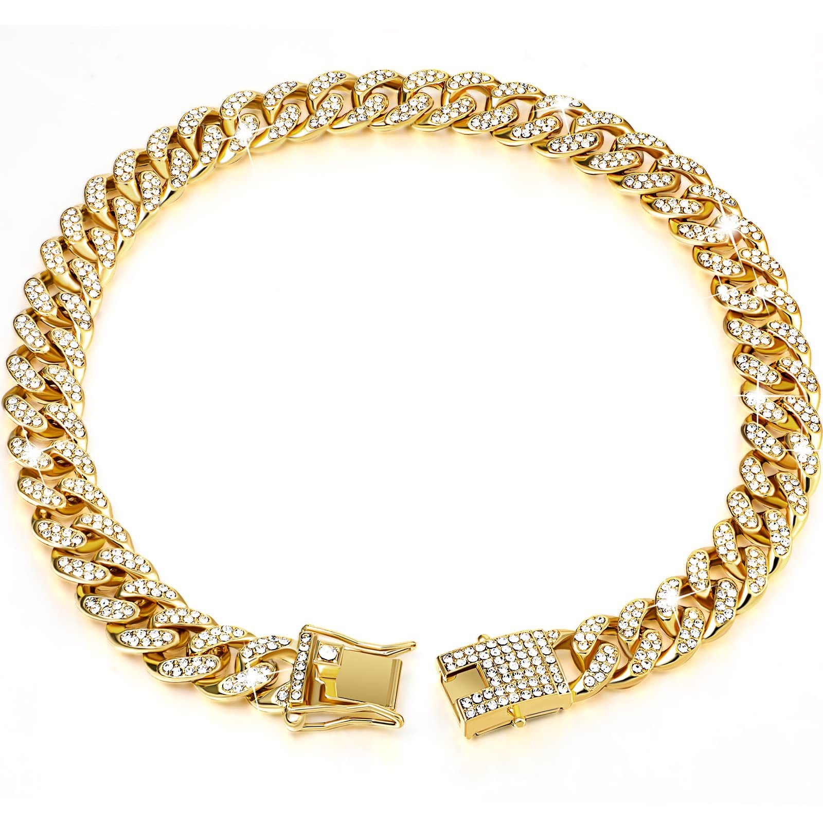 Collar para Perro con Brillo Diamondoid | Cadena Metálica Resistente y Broche Seguro para Paseos con Estilo