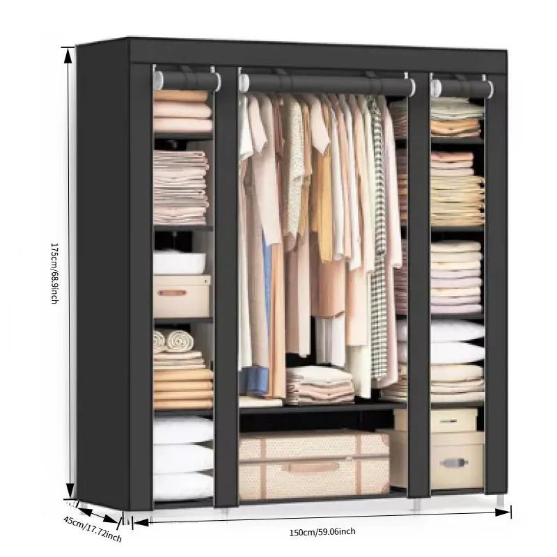 Armario Portátil Organizador de Ropa - 12 Compartimentos con Barra Colgante y Cubierta de Tela