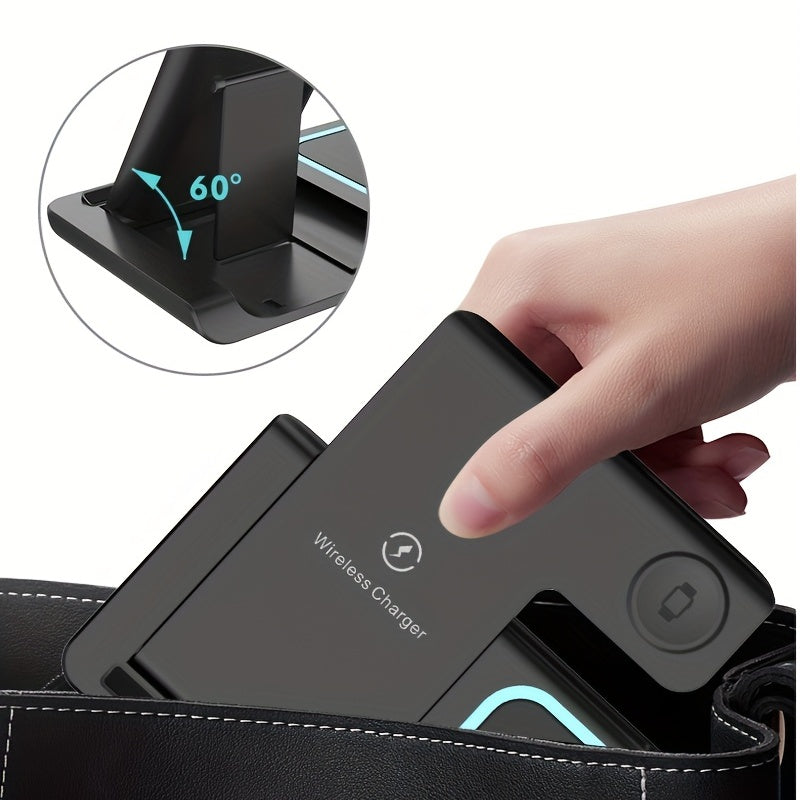 Estación de Carga Inalámbrica 3 en 1 Plegable - Cargador Rápido para iPhone, Apple Watch y AirPods