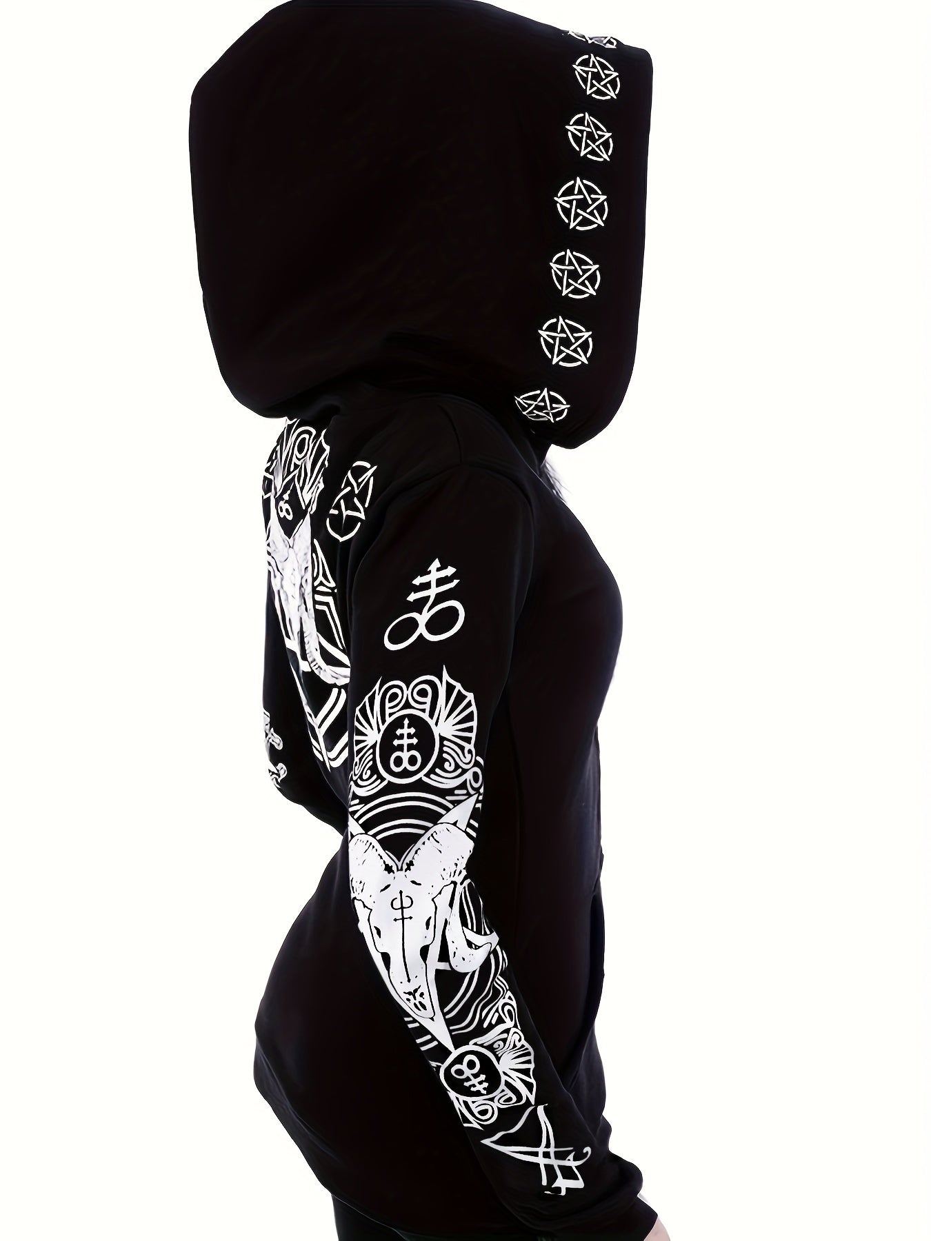 Sudadera Estilo Punk con Estampado Geométrico y Cierre - Moda Urbana para Mujer