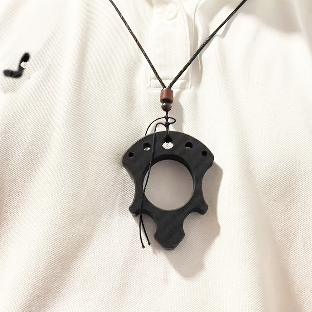 Carbon Fiber Multifunctional Pendant Necklace, Avant-Garde Style, Black Synthetic Fiber Rope, EDC Accessory, Men'S Gift, Pirate-Inspired Jewelry, Ideal for Valentine'S Day & Spring Festival