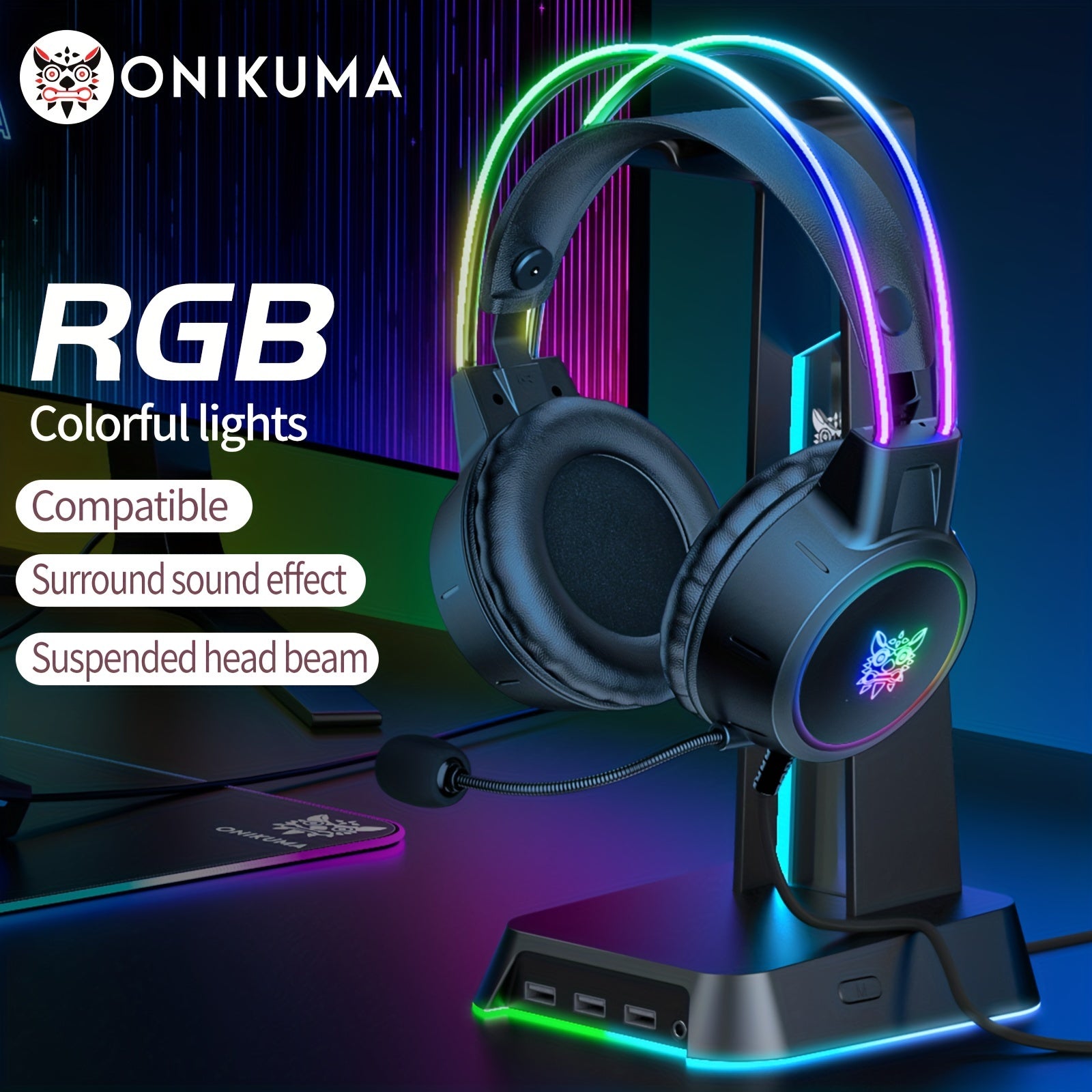 🎧 ONIKUMA Audífonos Gamer con Micrófono Antirruido Sonido Estéreo Inmersivo | Plug & Play para PC, Laptop y Streaming