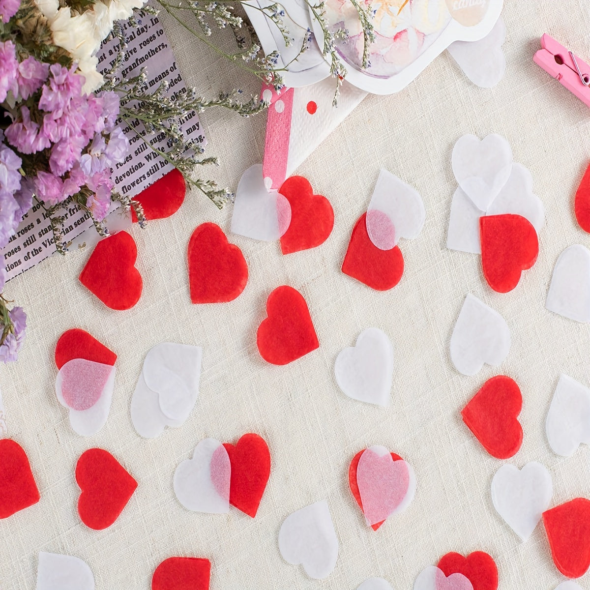 6000pcs Romantic Red and White Heart-Shaped Confetti - Valentine'S Day Party Decorations, Engagement & Wedding Celebration Supplies, Princess Theme Paper Petals for Romantic Gestures and Creative Gifts
