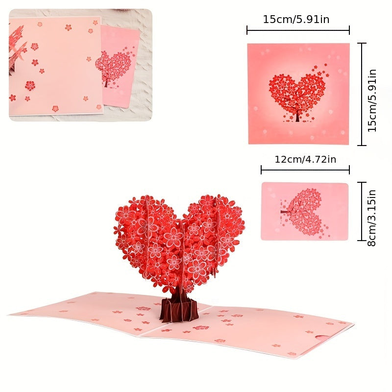 1pc Pop-up 3D Greeting Card With Envelope Giving Tree Pattern Hot Silvery Shine Suitable For Valentine's Day/Wedding/Engagement/Miss You/Anniversary, Suitable For Her/girlfriend/wife/lover/friend