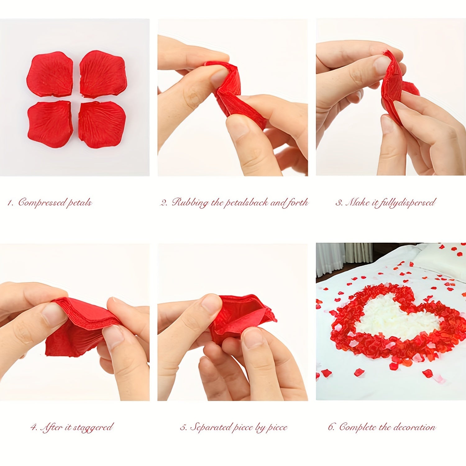 600pcs Artificial Rose Petals for Romantic Night Decoration, Suitable for Valentine's Day, Wedding, Engagement, Party, Loose Flower Decoration