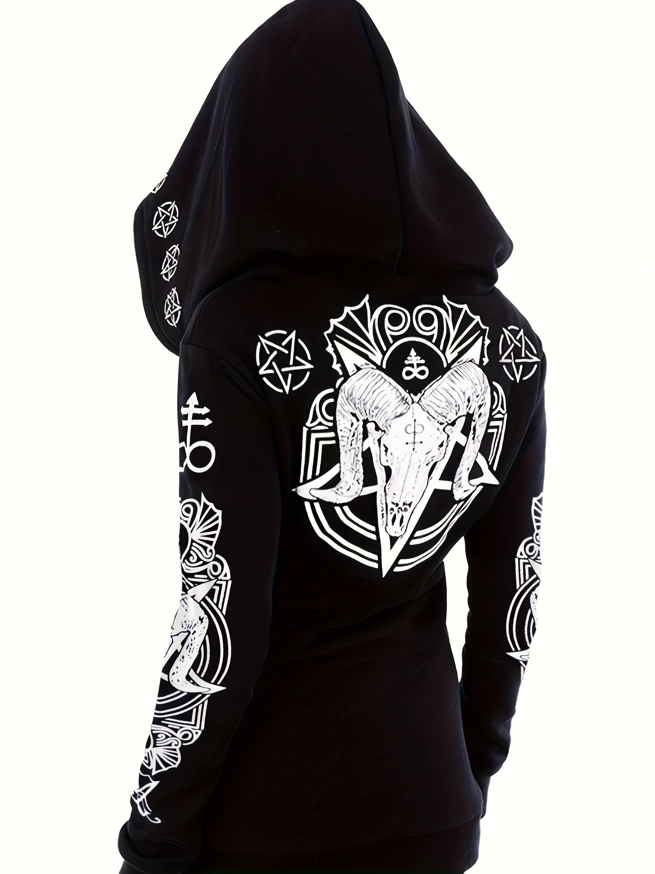 Sudadera Estilo Punk con Estampado Geométrico y Cierre - Moda Urbana para Mujer