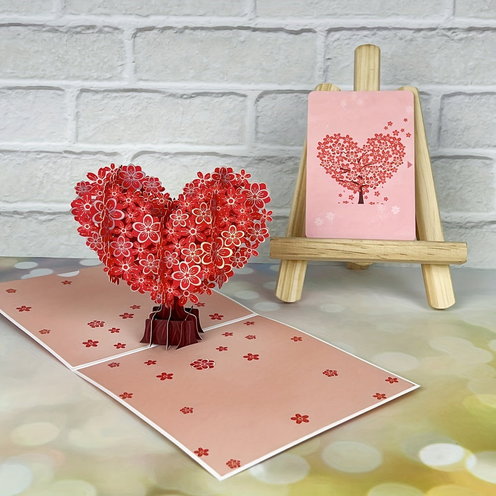 1pc Pop-up 3D Greeting Card With Envelope Giving Tree Pattern Hot Silvery Shine Suitable For Valentine's Day/Wedding/Engagement/Miss You/Anniversary, Suitable For Her/girlfriend/wife/lover/friend