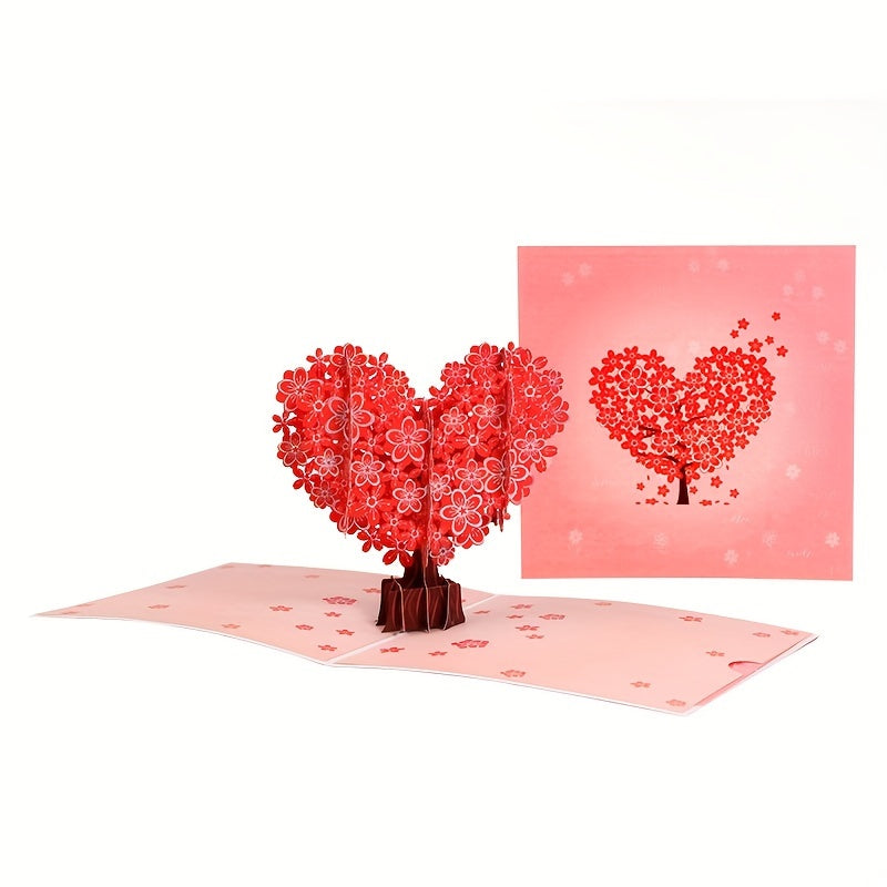 1pc Pop-up 3D Greeting Card With Envelope Giving Tree Pattern Hot Silvery Shine Suitable For Valentine's Day/Wedding/Engagement/Miss You/Anniversary, Suitable For Her/girlfriend/wife/lover/friend