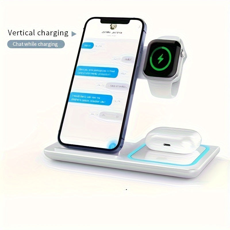 Estación de Carga Inalámbrica 3 en 1 Plegable - Cargador Rápido para iPhone, Apple Watch y AirPods