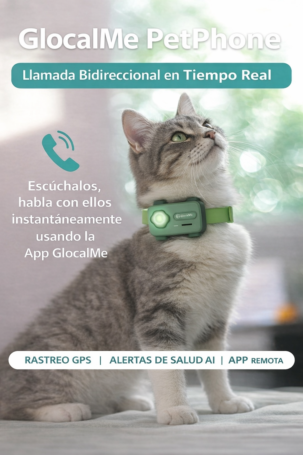 GPS Inteligente para Mascotas con Llamada Bidireccional, Rastreo en Tiempo Real y Alertas de Salud con IA