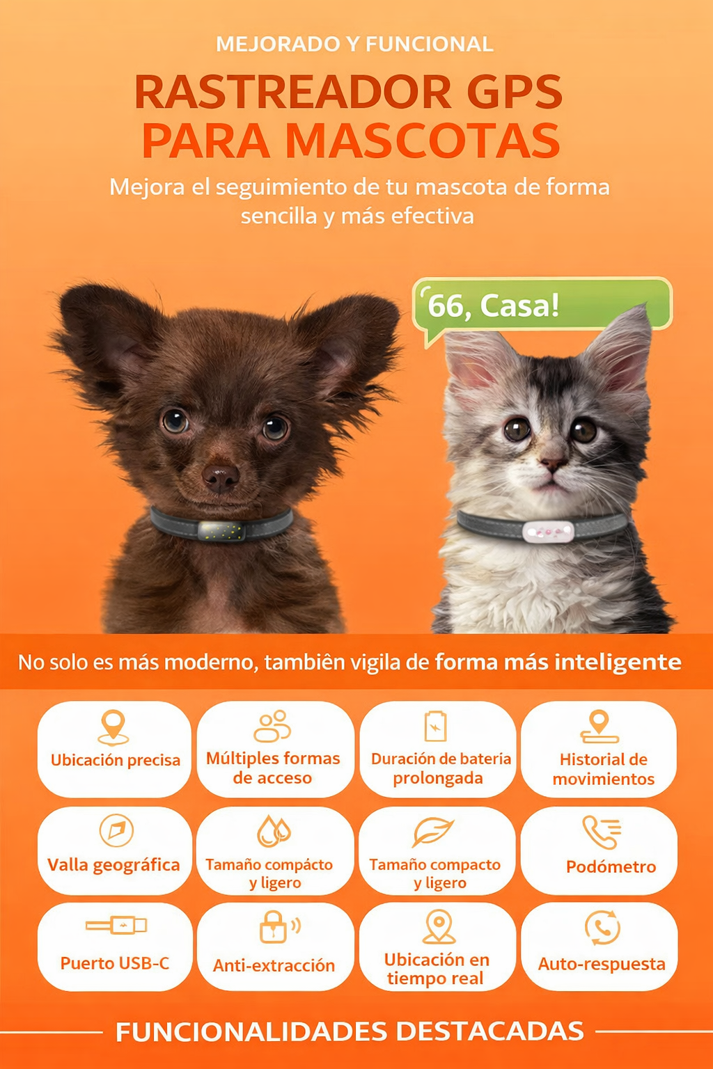 GPS 4G para Mascotas con Alerta de Perímetro | Rastreo en Tiempo Real, APP y Sin Suscripción Mensual